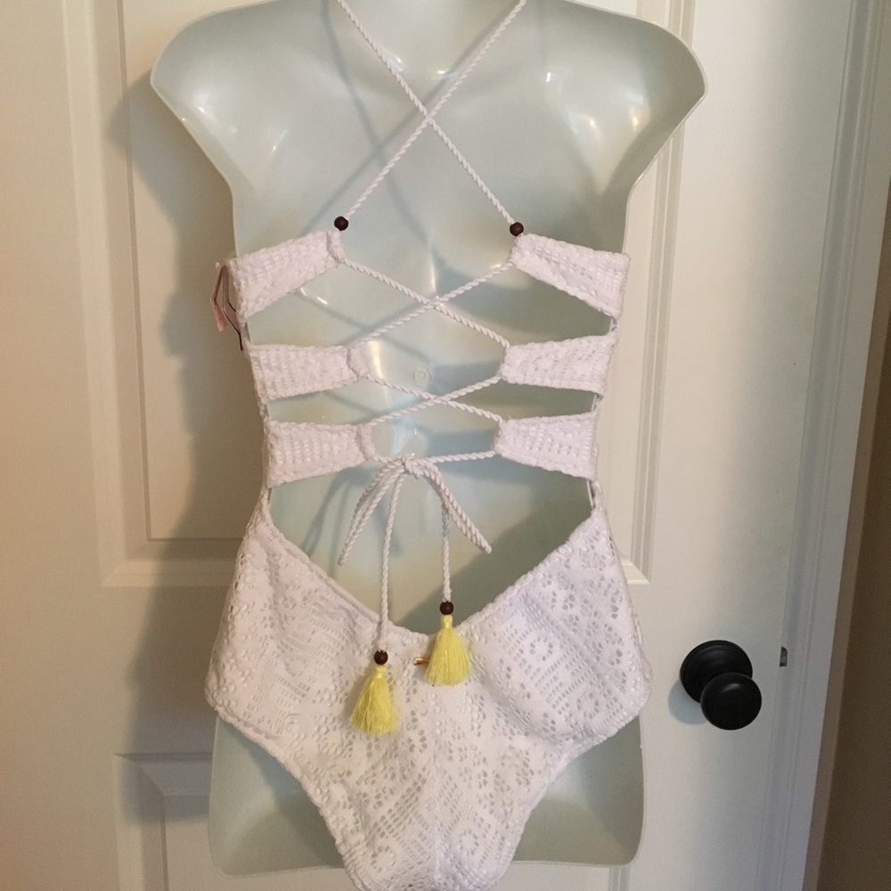 White crochet detail one piece